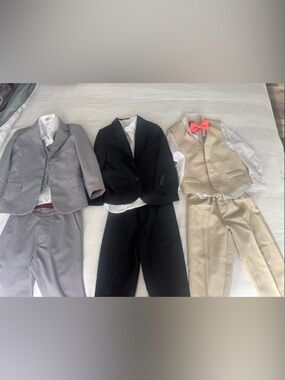 3 sets of boys suits, 4T 5T Calvin Klein Three-Piece in Gray, Black & Cream